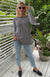Black & Ivory Stripe Women&#39;s Merino Wool Long Sleeve Fashion Top
