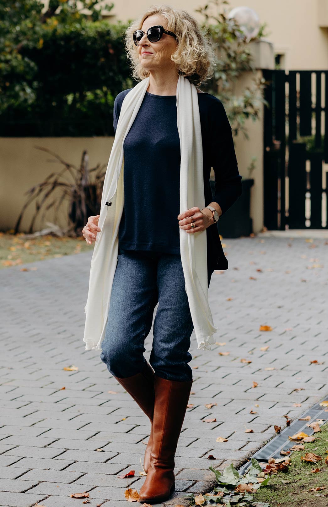 French Navy Blue Women's Merino Wool Long Sleeve Fashion Top