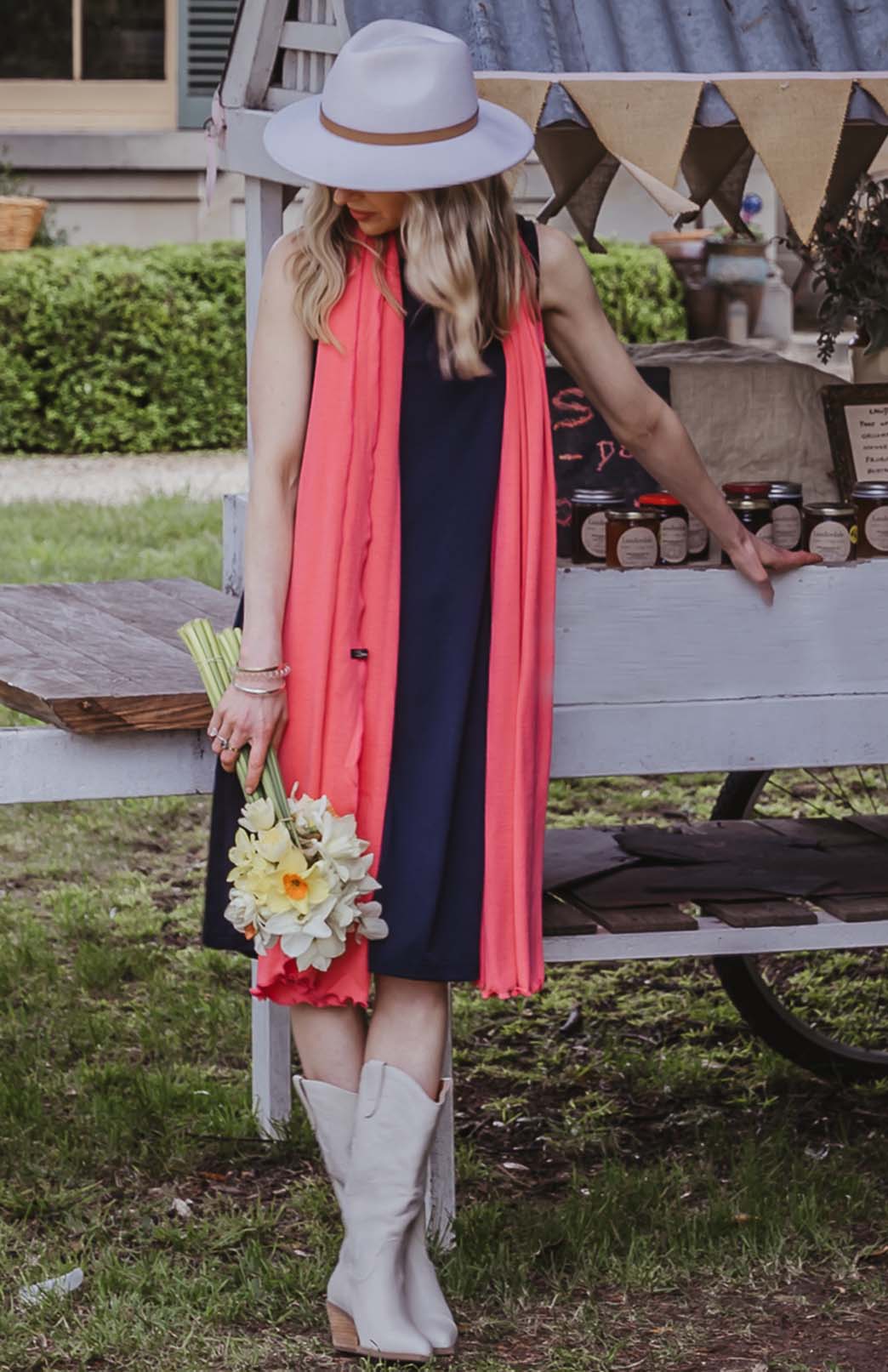 French Navy Blue Women's Merino Wool Sleeveless Swing Dress