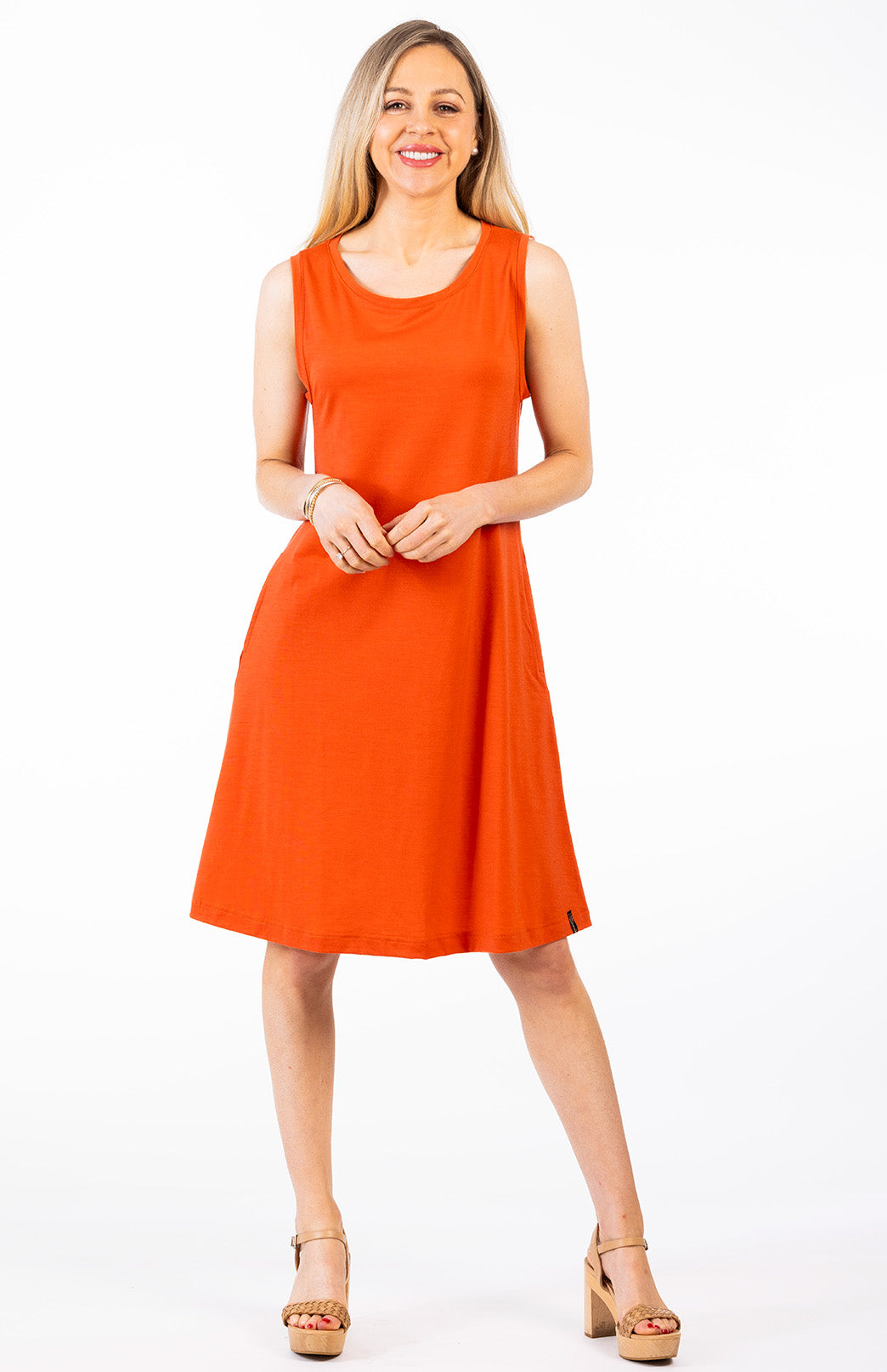 Black Women's Merino Wool Sleeveless Swing Dress
