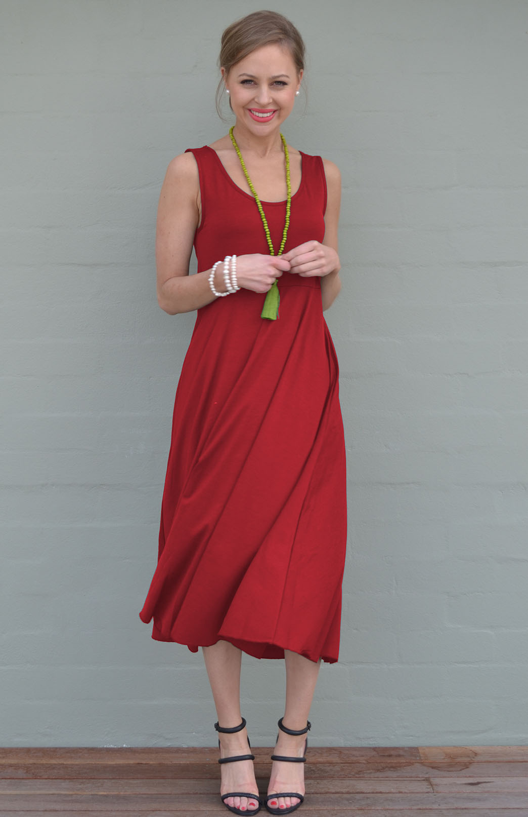 Chilli Red Women's Merino Wool Sleeveless Dress