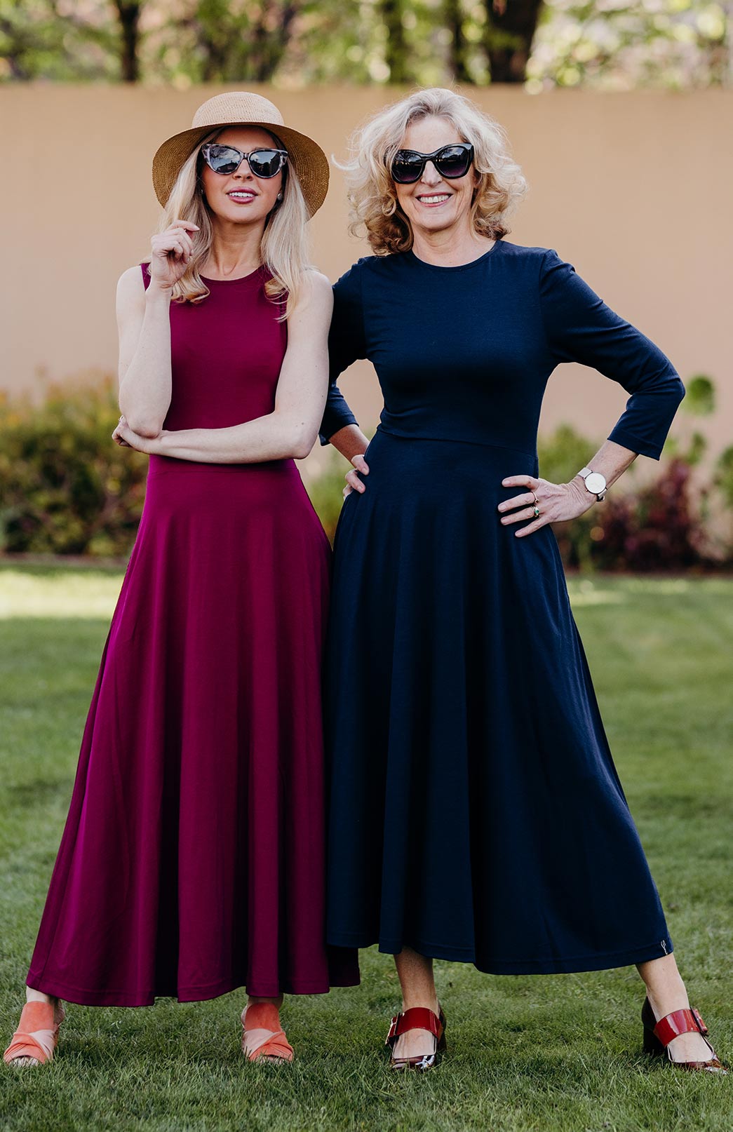 French Navy Blue Women's Merino Wool 7/8 Sleeve Dress