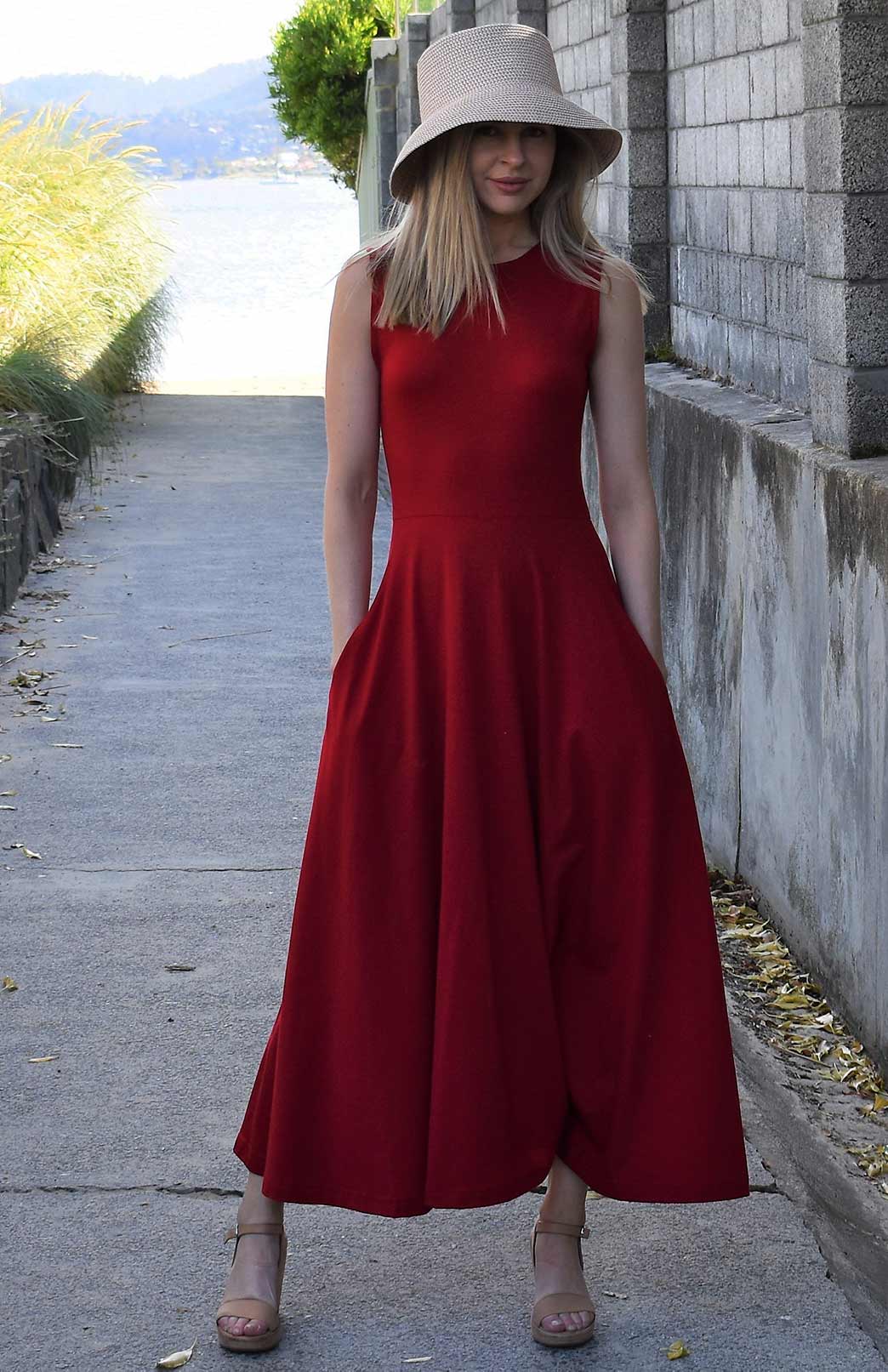 Chilli Red Women's Merino Wool Sleeveless Dress
