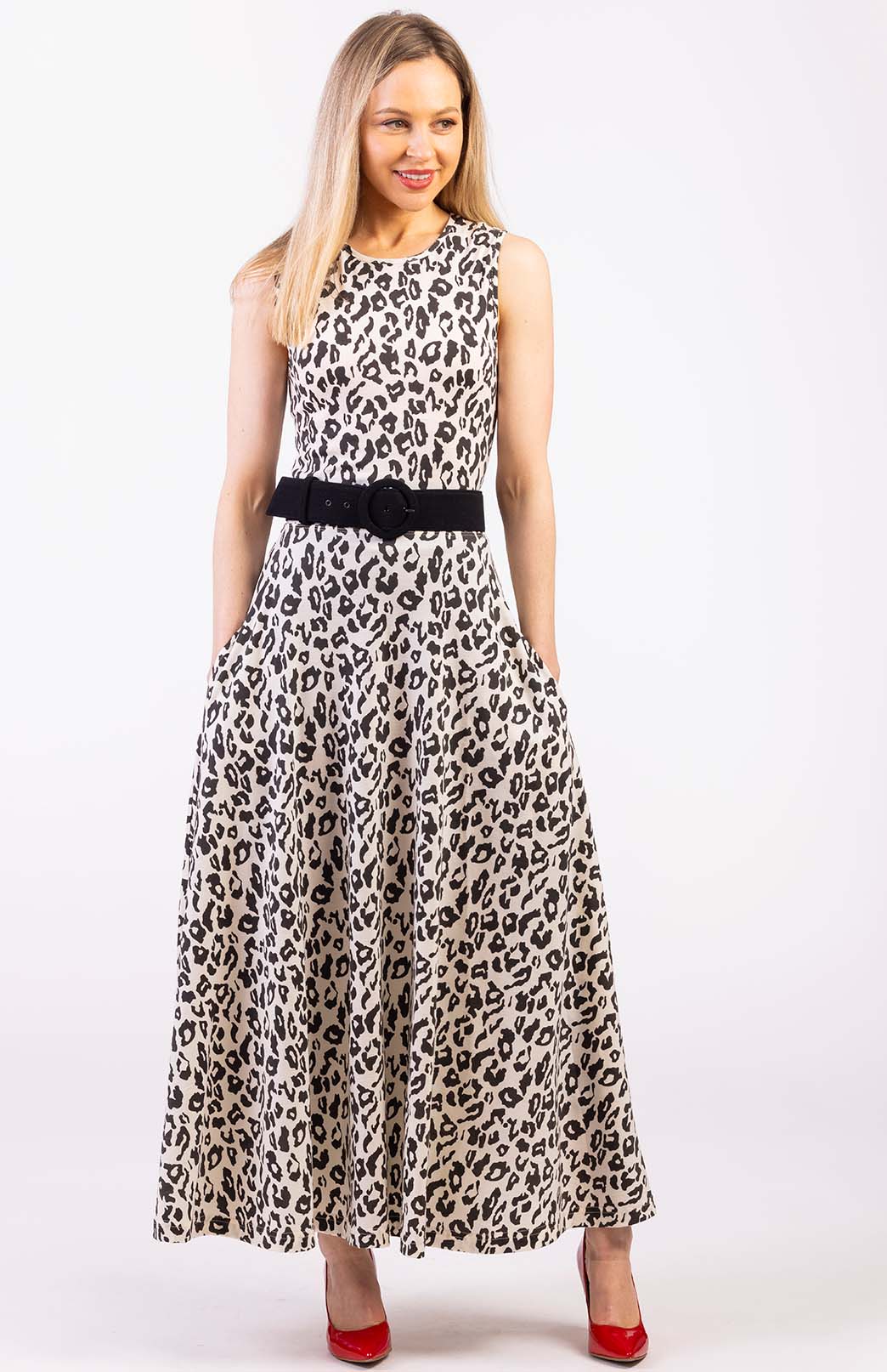 Flo Dress Leopard Pattern (Special Edition) Women&#39;s Merino Wool Sleeveless Dress
