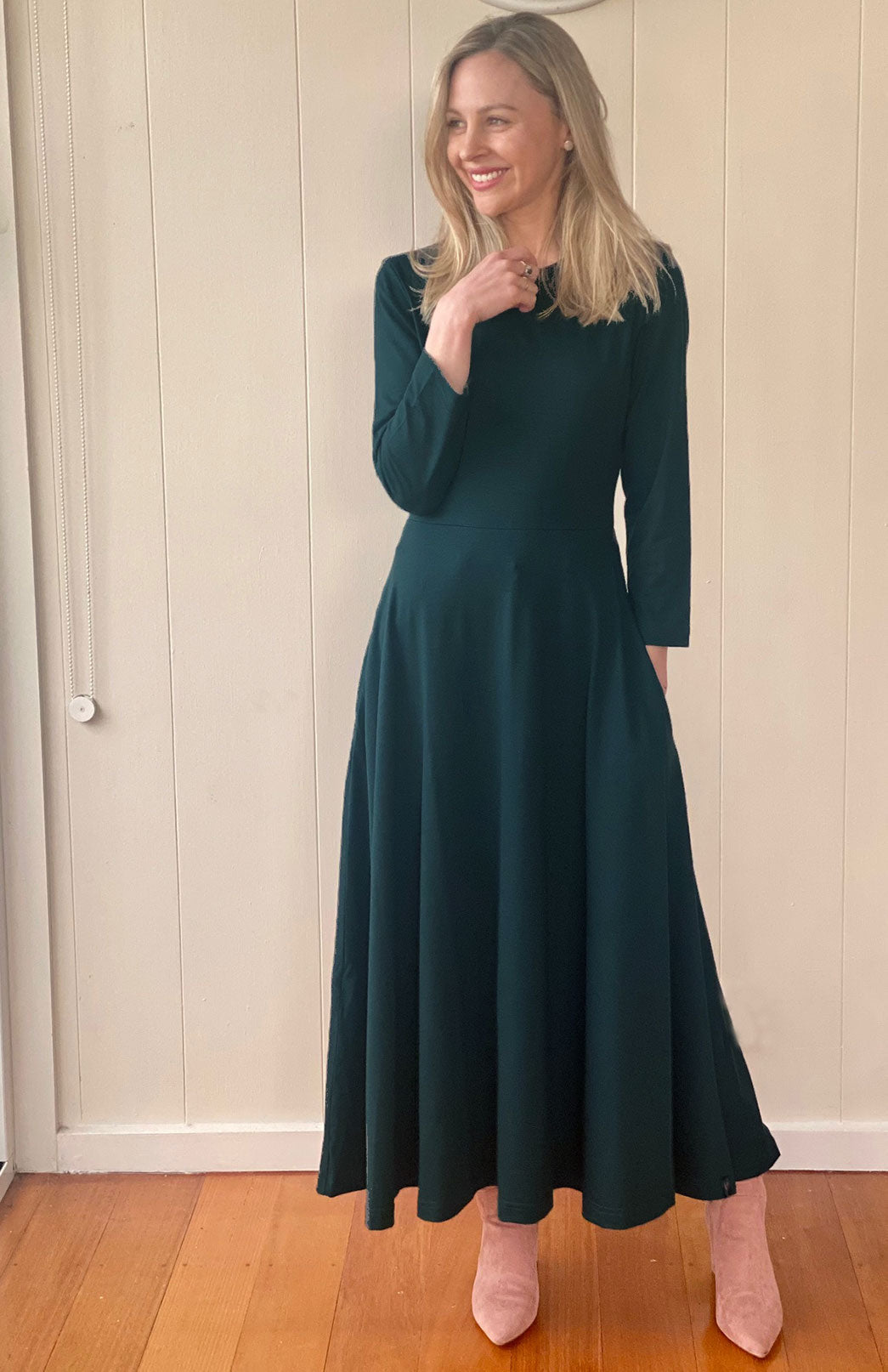 Pre Loved: Florence Dress (Size 16) Women's Merino Wool 7/8 Sleeve Dress
