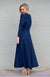 French Navy Blue Women&#39;s Merino Wool 7/8 Sleeve Dress
