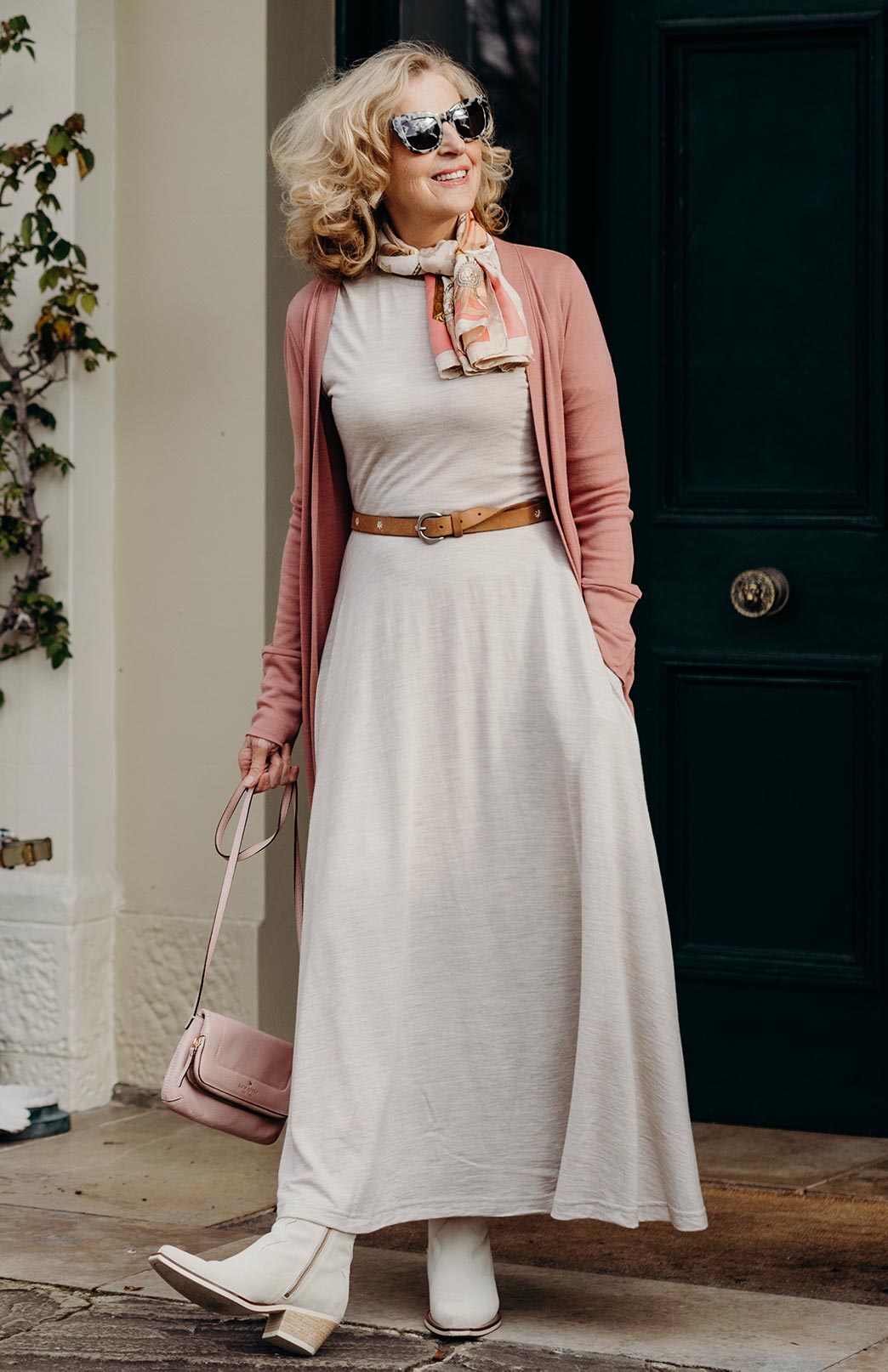 Rosewood Pink Women's Slimline Long Cardigan with side pockets