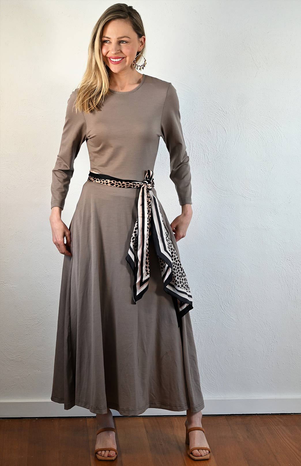 Soft Mocha Women&#39;s Merino Wool 7/8 Sleeve Dress
