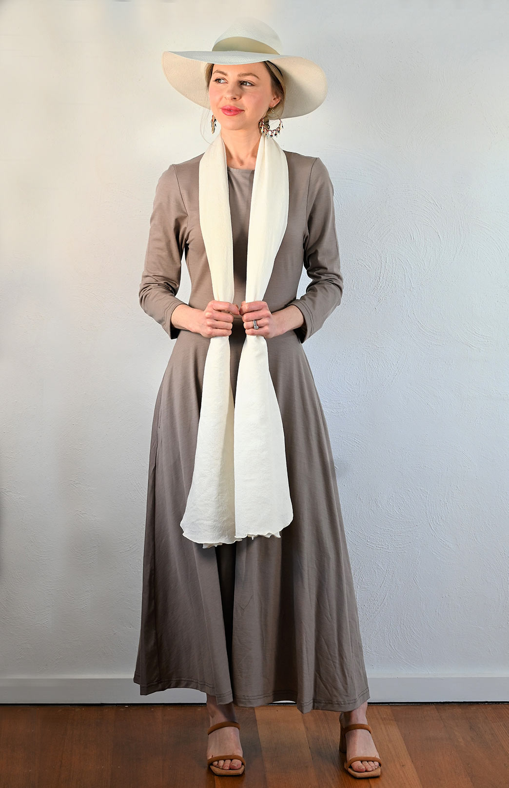 Soft Mocha Women's Merino Wool 7/8 Sleeve Dress