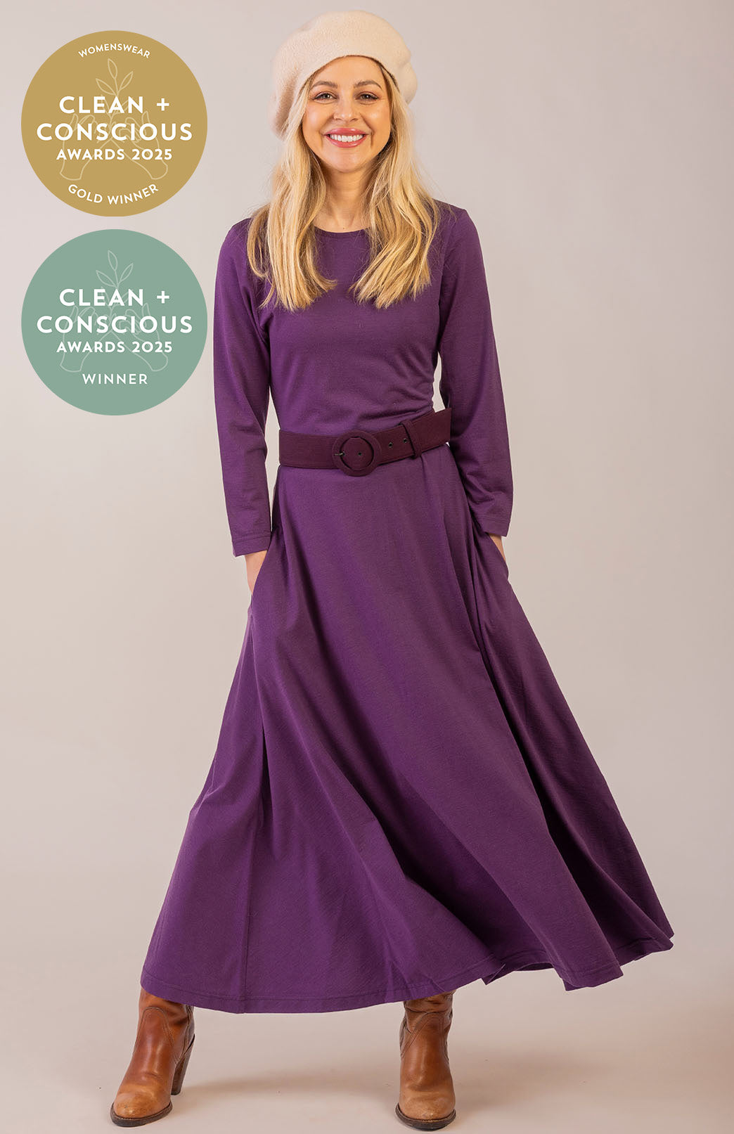 Florence merino wool dress Women's Merino Wool 7/8 Sleeve Dress