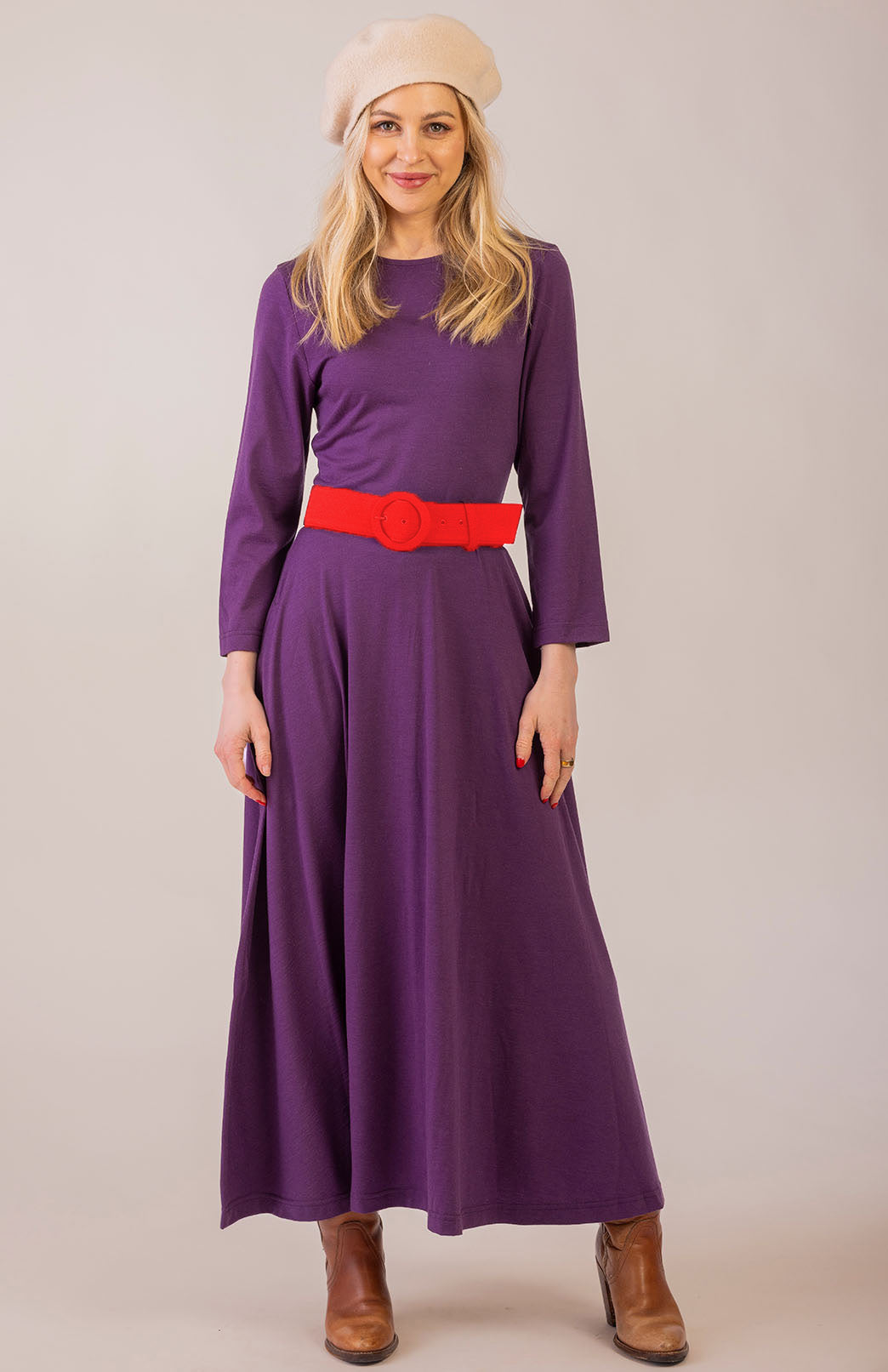 Californian Poppy Red Merino Wool Belt with buckle