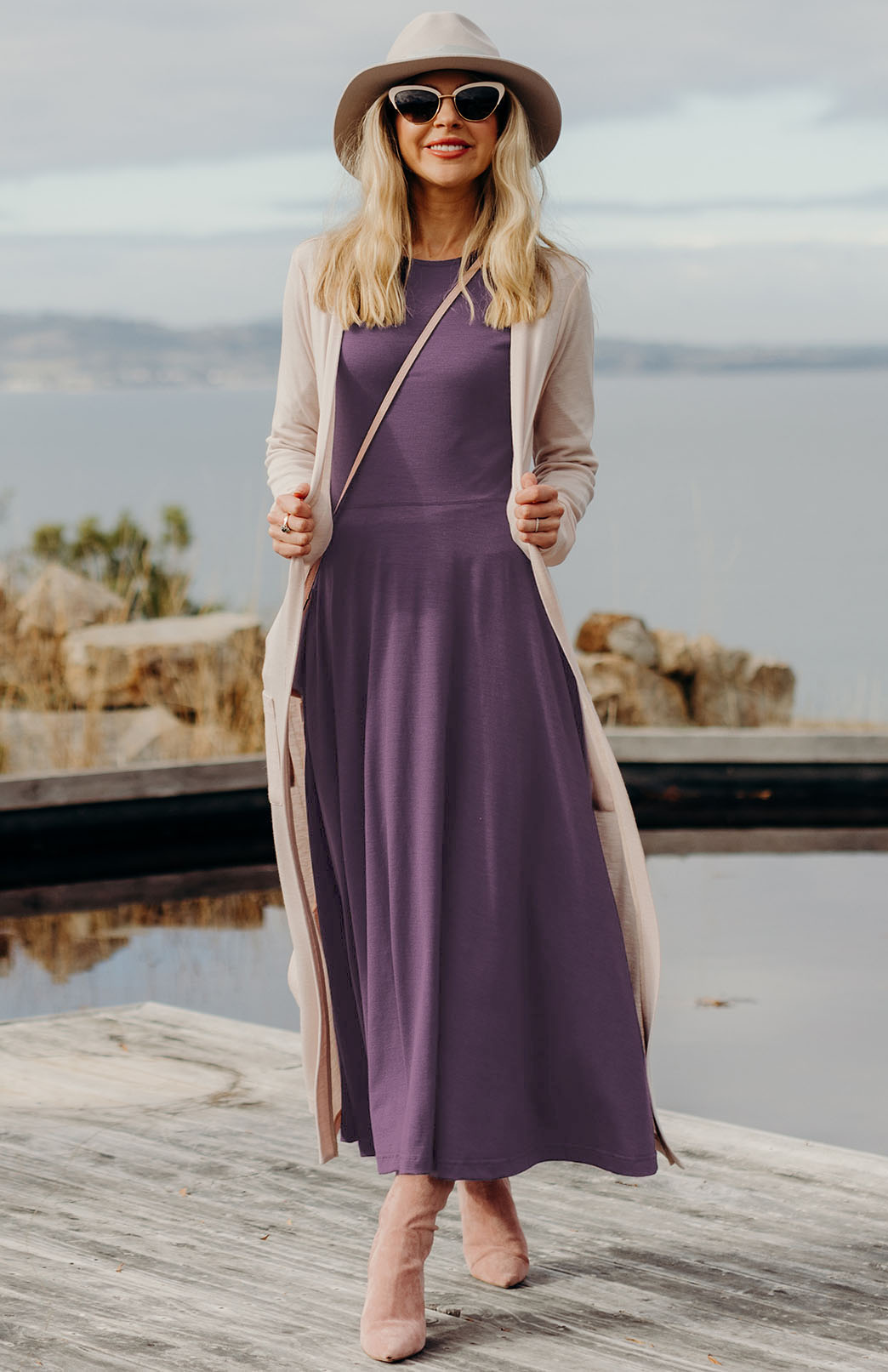 Soft Sand Women's Slimline Long Cardigan with side pockets