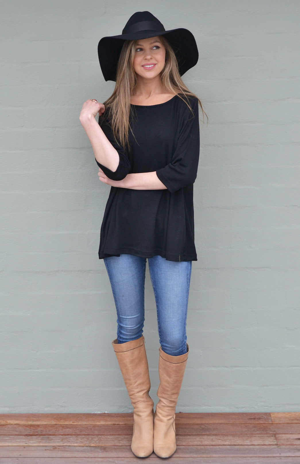 Flutter (3/4 Sleeve) Top Women's Merino Wool Flutter Top with 3/4 Sleeves