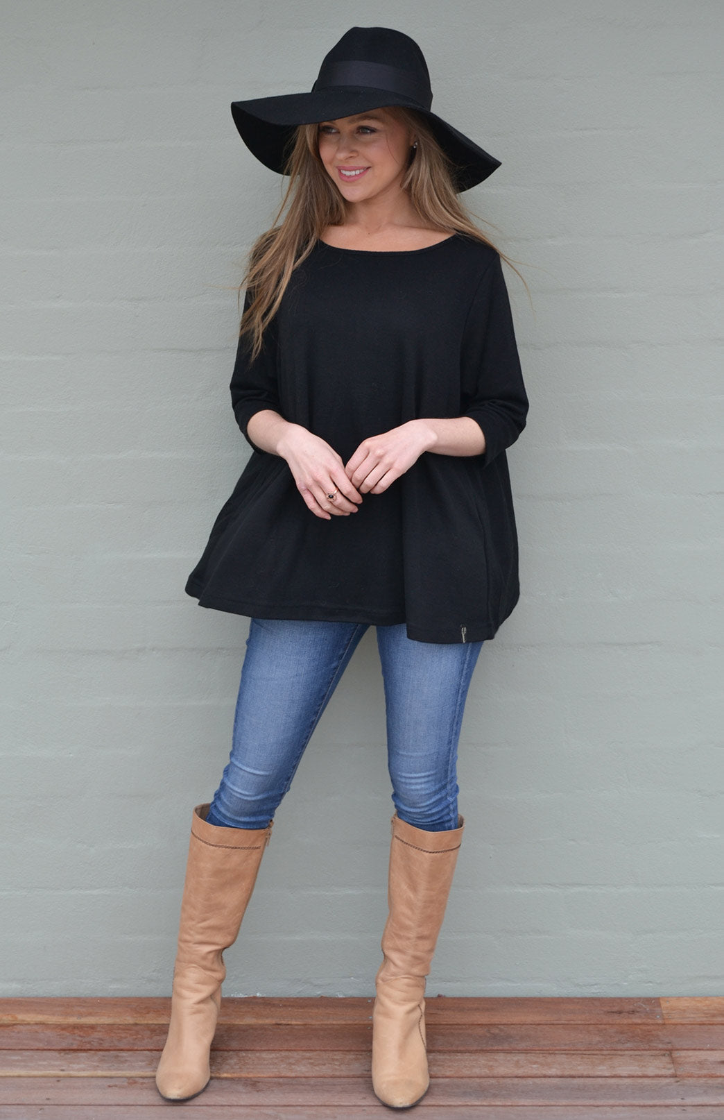 Flutter (3/4 Sleeve) Top Women's Merino Wool Flutter Top with 3/4 Sleeves