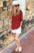 Shiraz Red Women&#39;s Merino Wool Flutter Top with 3/4 Sleeves
