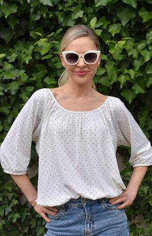 Vintage Ivory & Black Spot