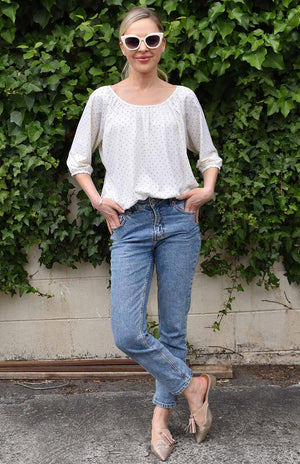 Vintage Ivory & Black Spot