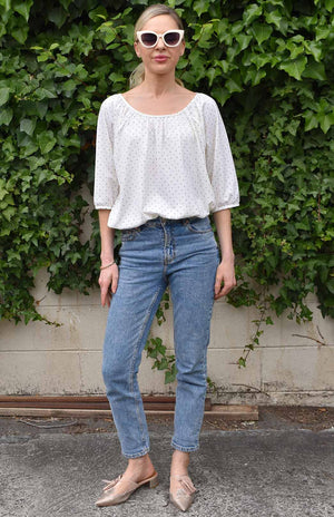 Vintage Ivory & Black Spot