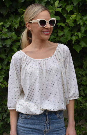 Vintage Ivory & Black Spot