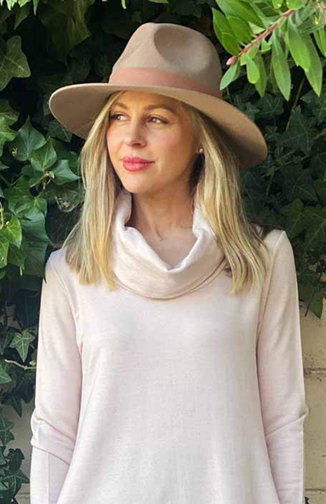 Nude Women's Merino Wool Fleece Long Sleeve Cowl Neck Top