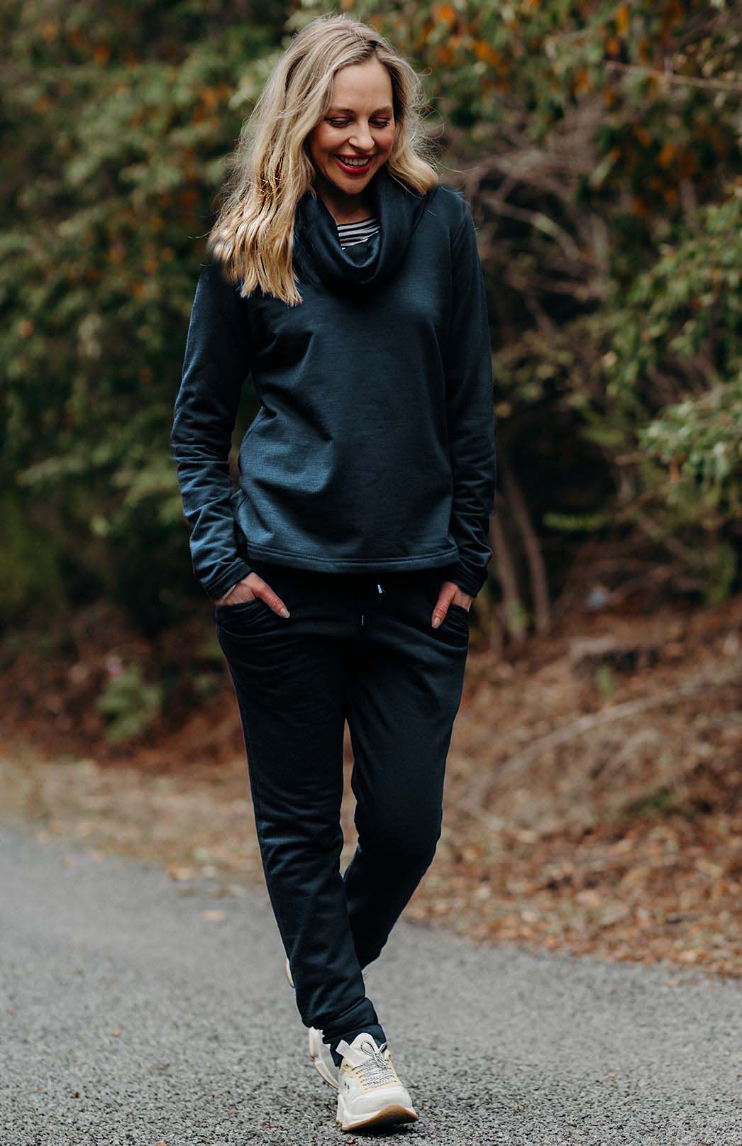 Deep Sea Green Women's Merino Wool Fleece Lounge Pants &amp; Yoga Pants 