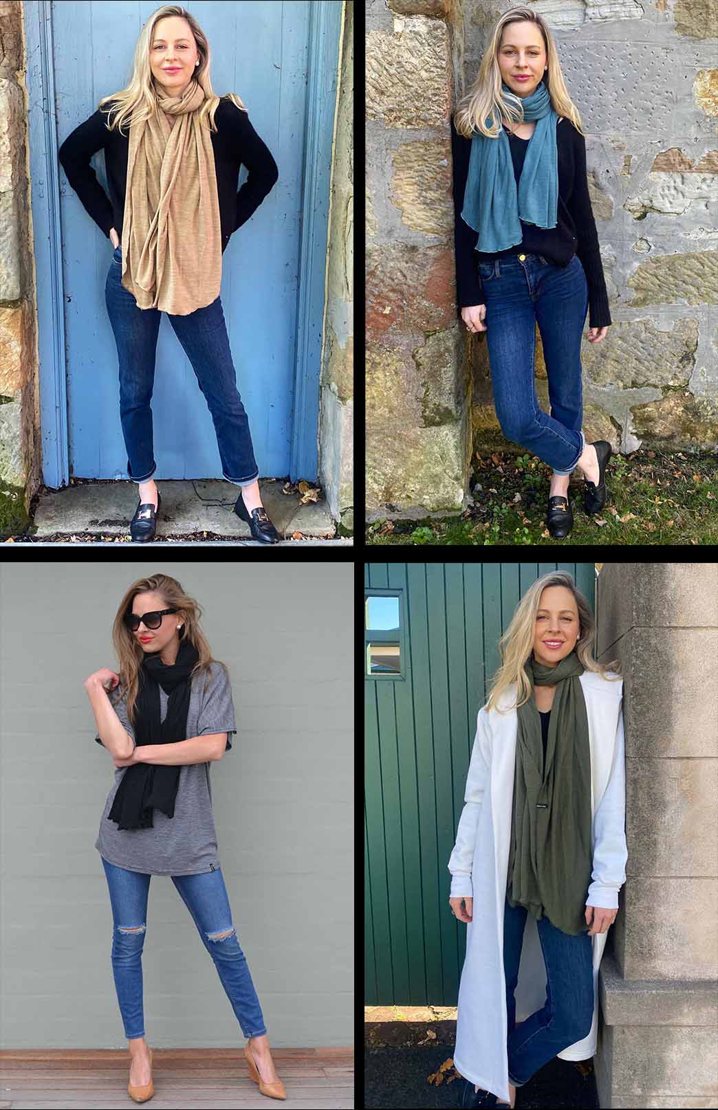 Lightweight Scarf - Merino/Tencel Unisex Merino Wool &amp; Tencel Plain Lightweight Scarf