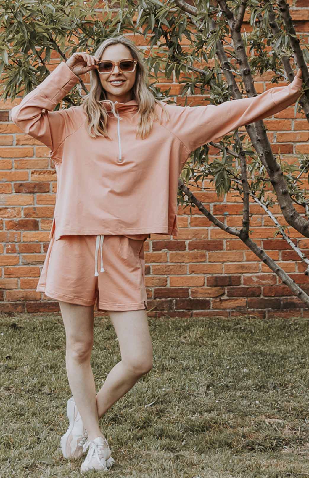 Salmon Pink Women's Organic Cotton &amp; Superfine Merino Wool Running Shorts