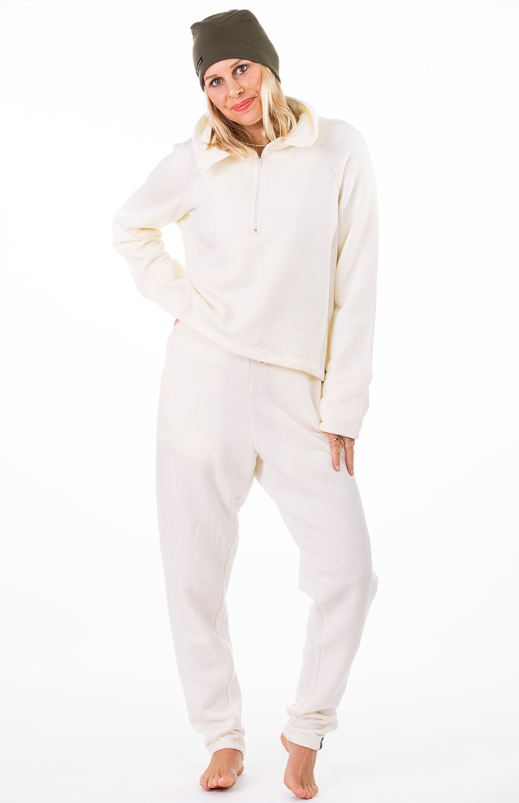 Black Women&#39;s Merino Wool Fleece Track Pants
