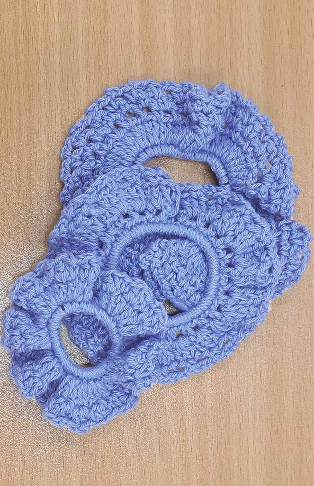 Cornflower Blue Australian Fabric Crochet Scrunchie