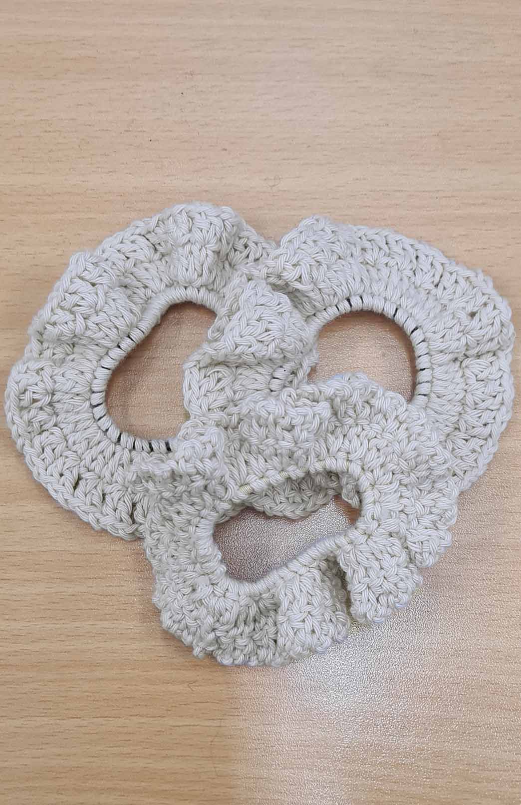 Oatmeal Australian Fabric Crochet Scrunchie