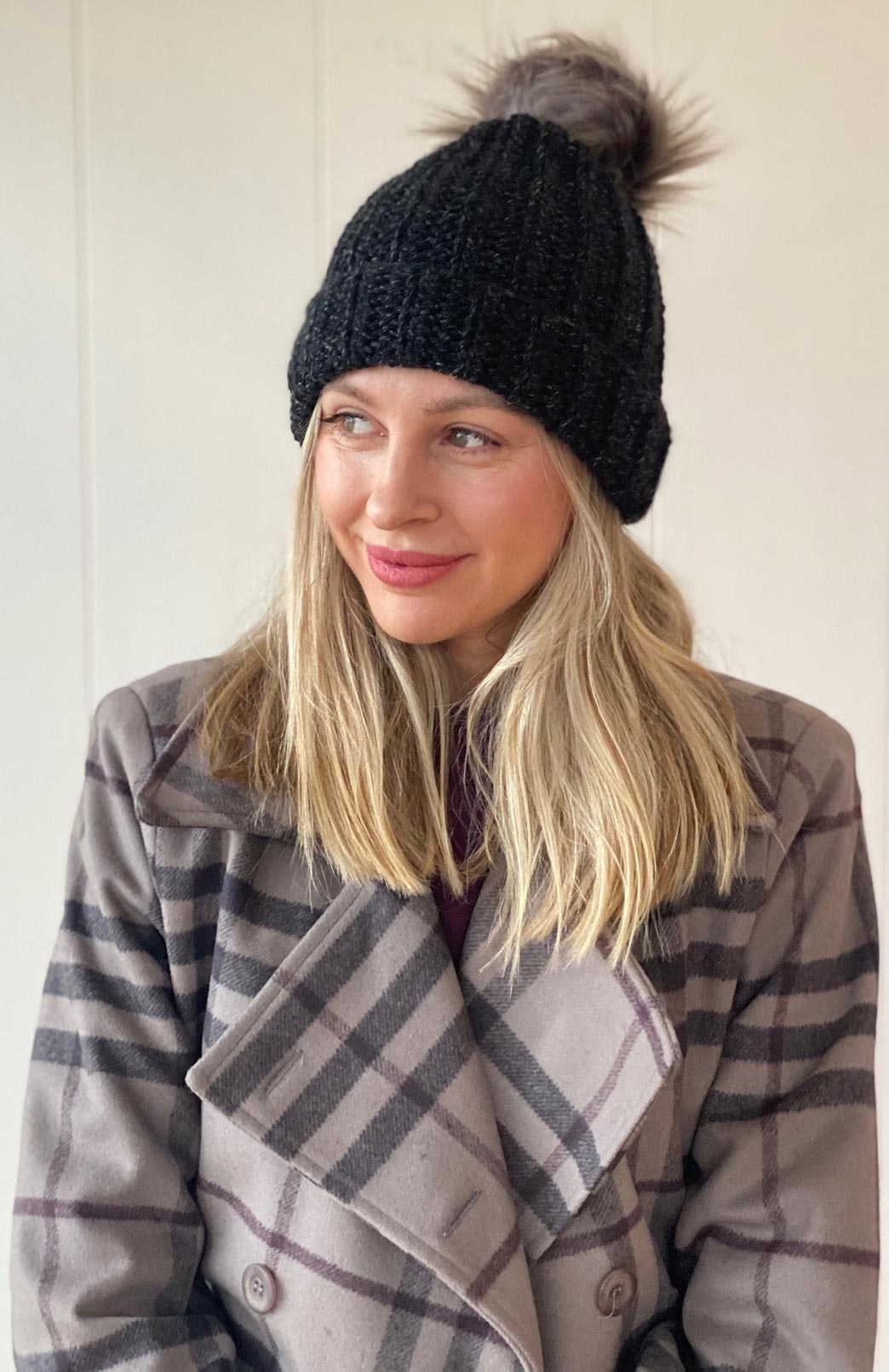 Taupe Check Women's Trench Coat sample