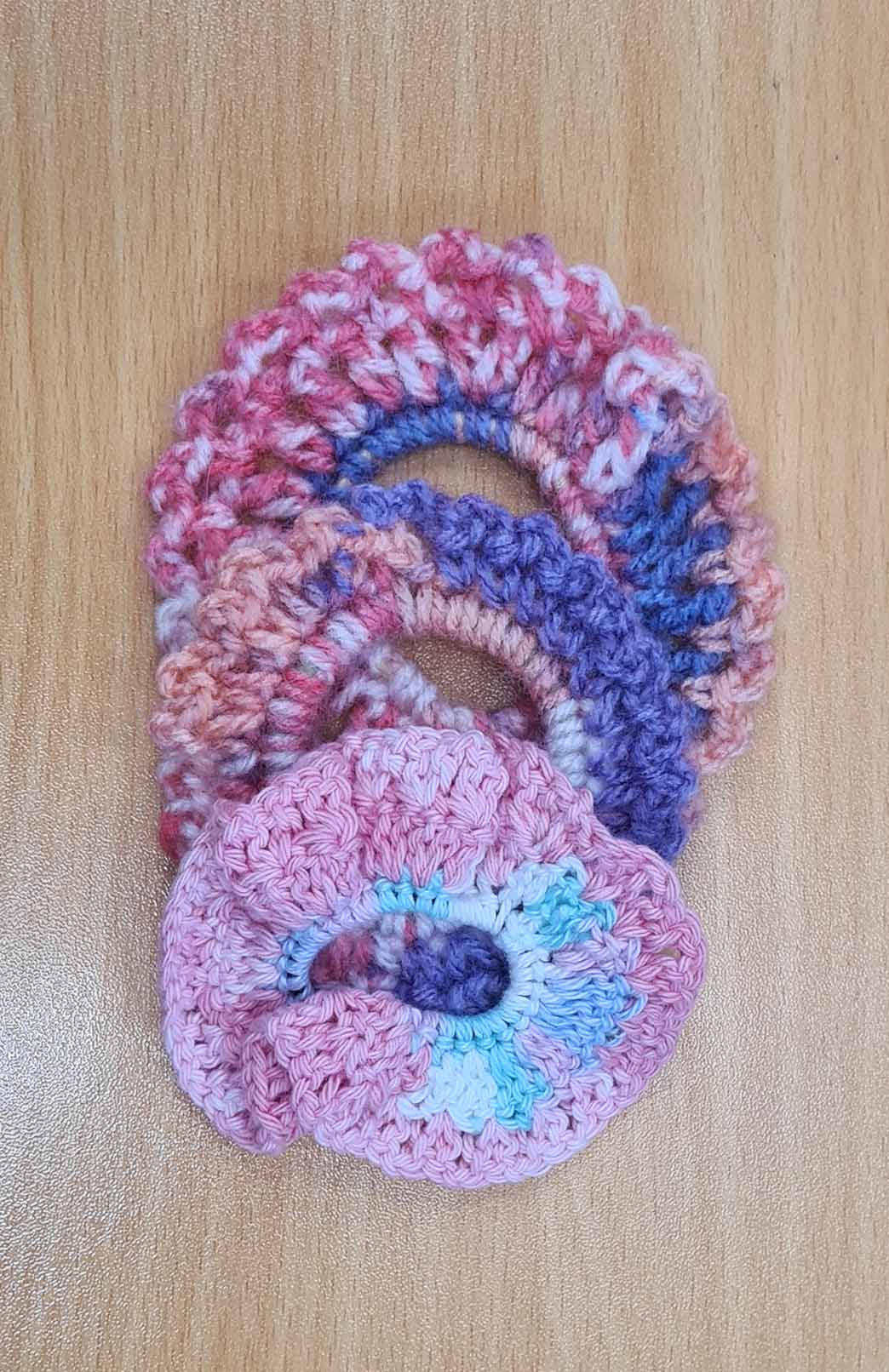 Pink & Purple Mixed Australian Fabric Crochet Scrunchie