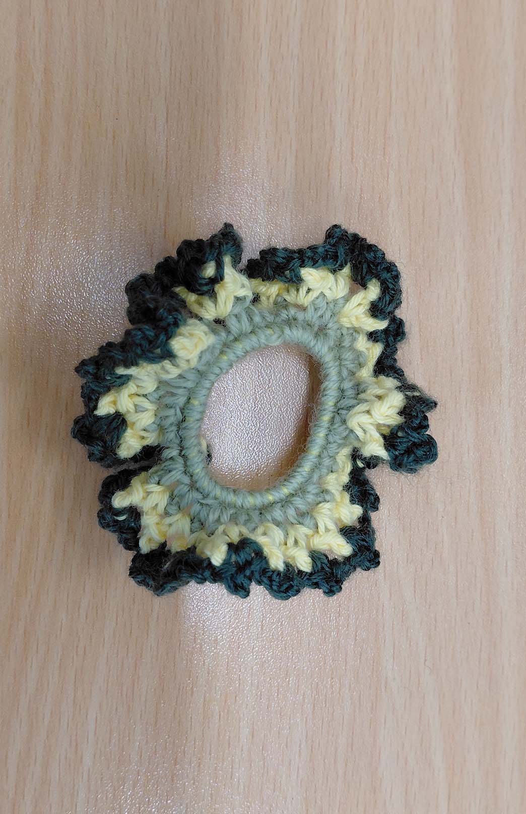 Green & Yellow Australian Fabric Crochet Scrunchie