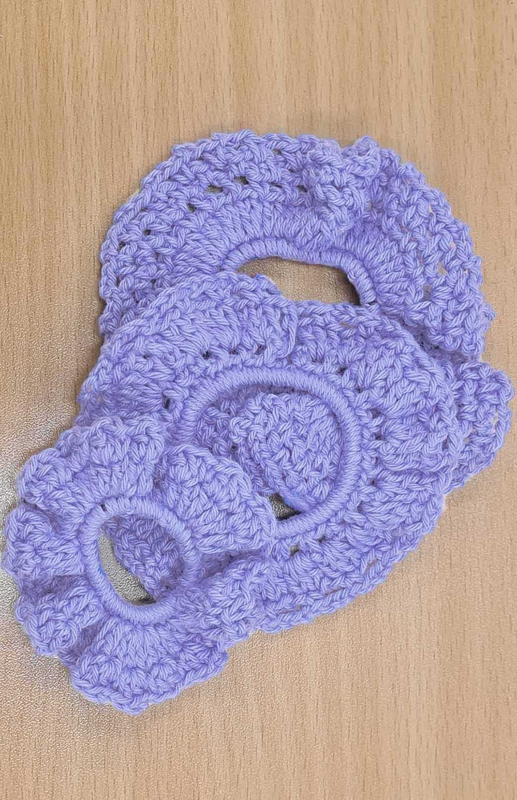 Violet Purple Australian Fabric Crochet Scrunchie