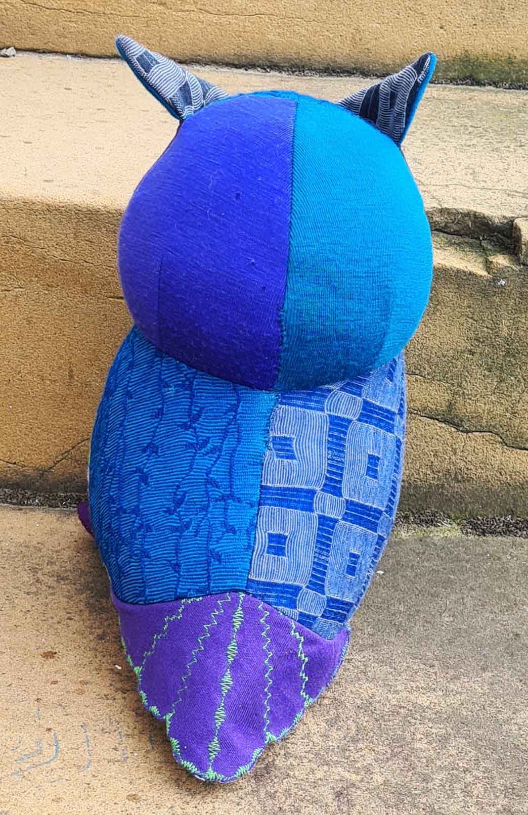 Owl - Blue & Green One-of-a-kind Tasmanian Handmade Smitten Merino Collectors Plush Toy