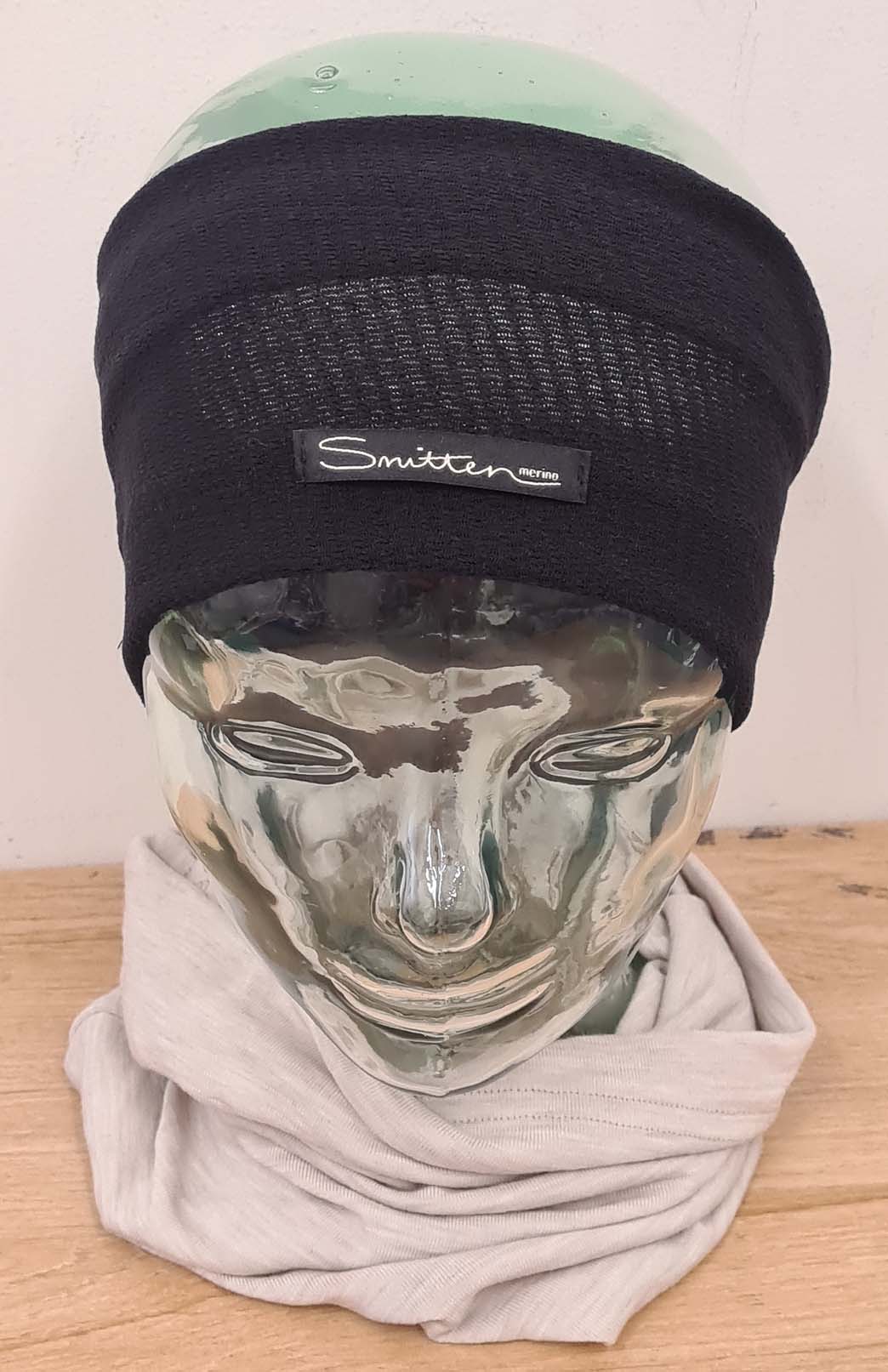 Black Diagonal Unisex Merino Wool Thermal Headband