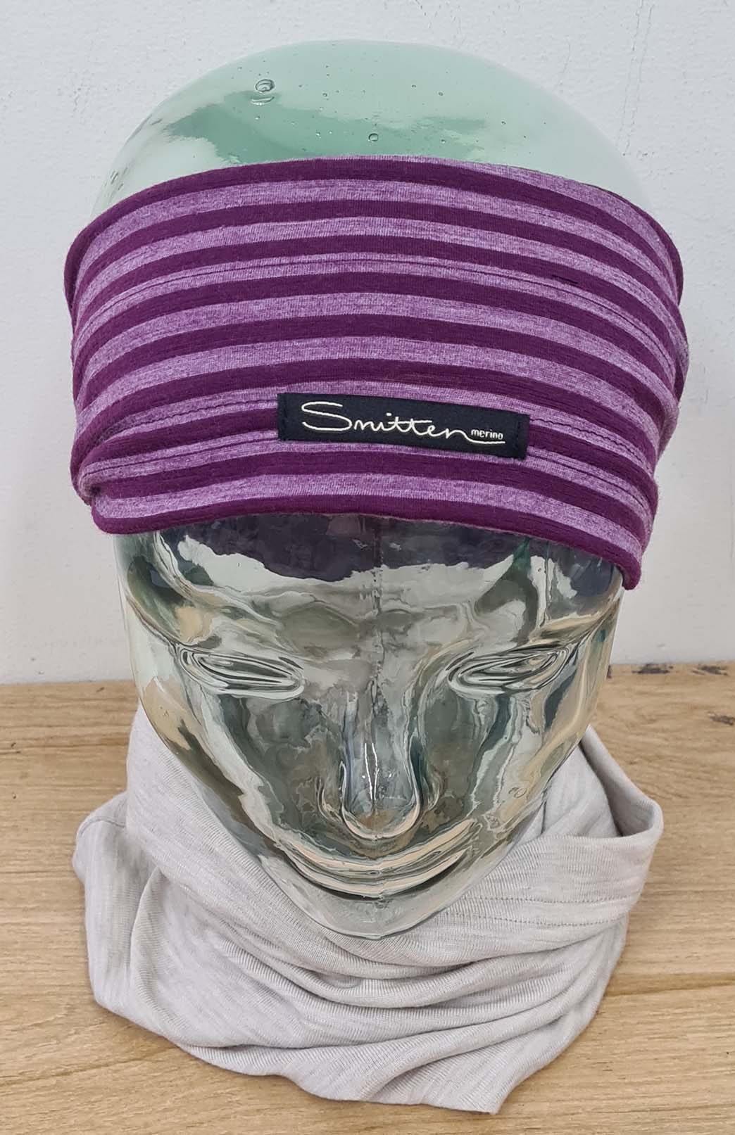 Boysenberry Stripe Unisex Merino Wool Thermal Headband