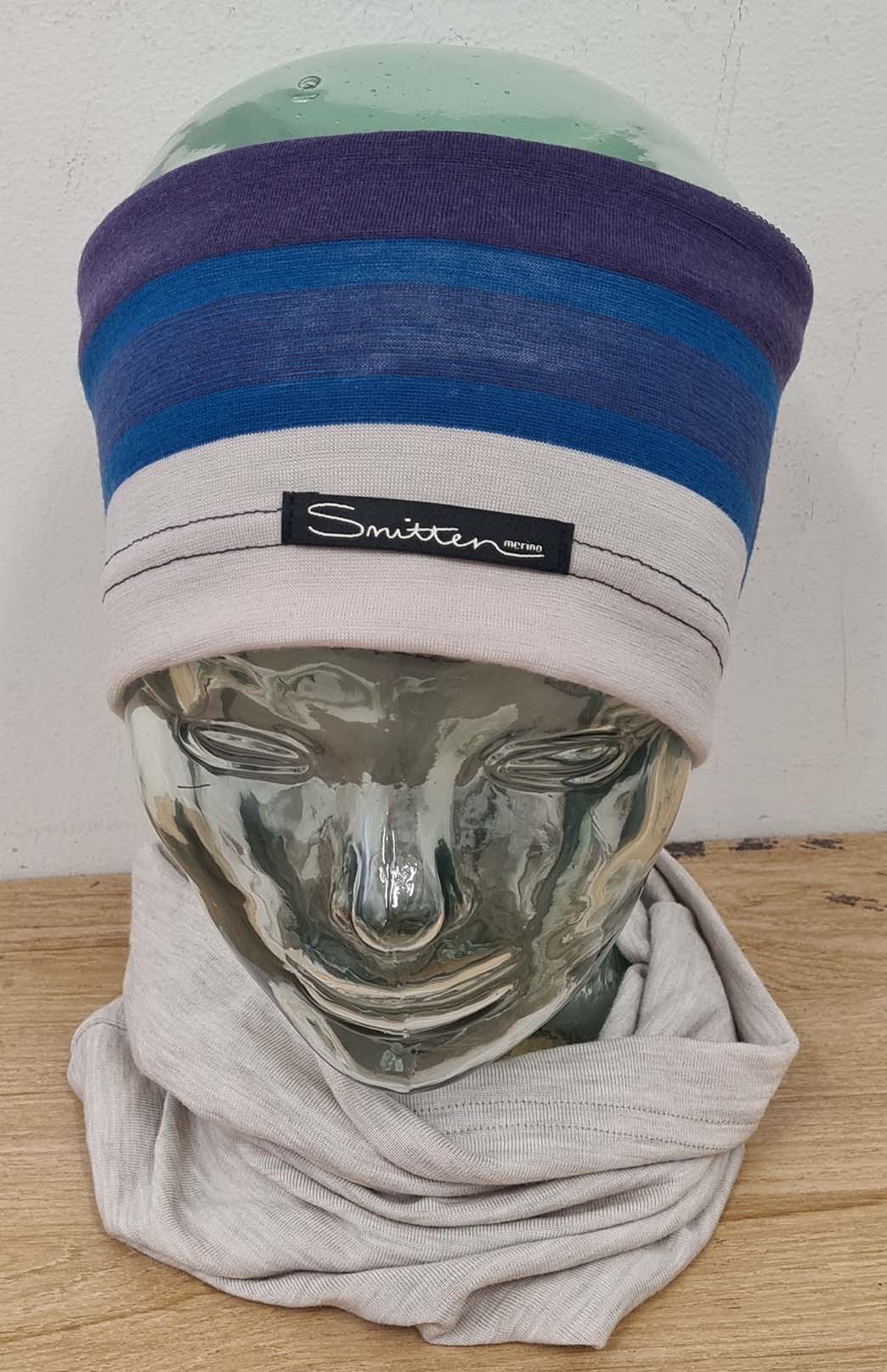 Grape Purple Multi Stripe Unisex Merino Wool Thermal Headband