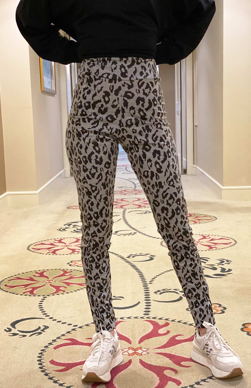 Grey Marl Leopard Women's Merino Wool High Waisted Leggings &amp; Yoga Pants 