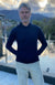 Navy Blue Women&#39;s Merino Wool Long Sleeve Crew Neck Top with Hood and D Pocket
