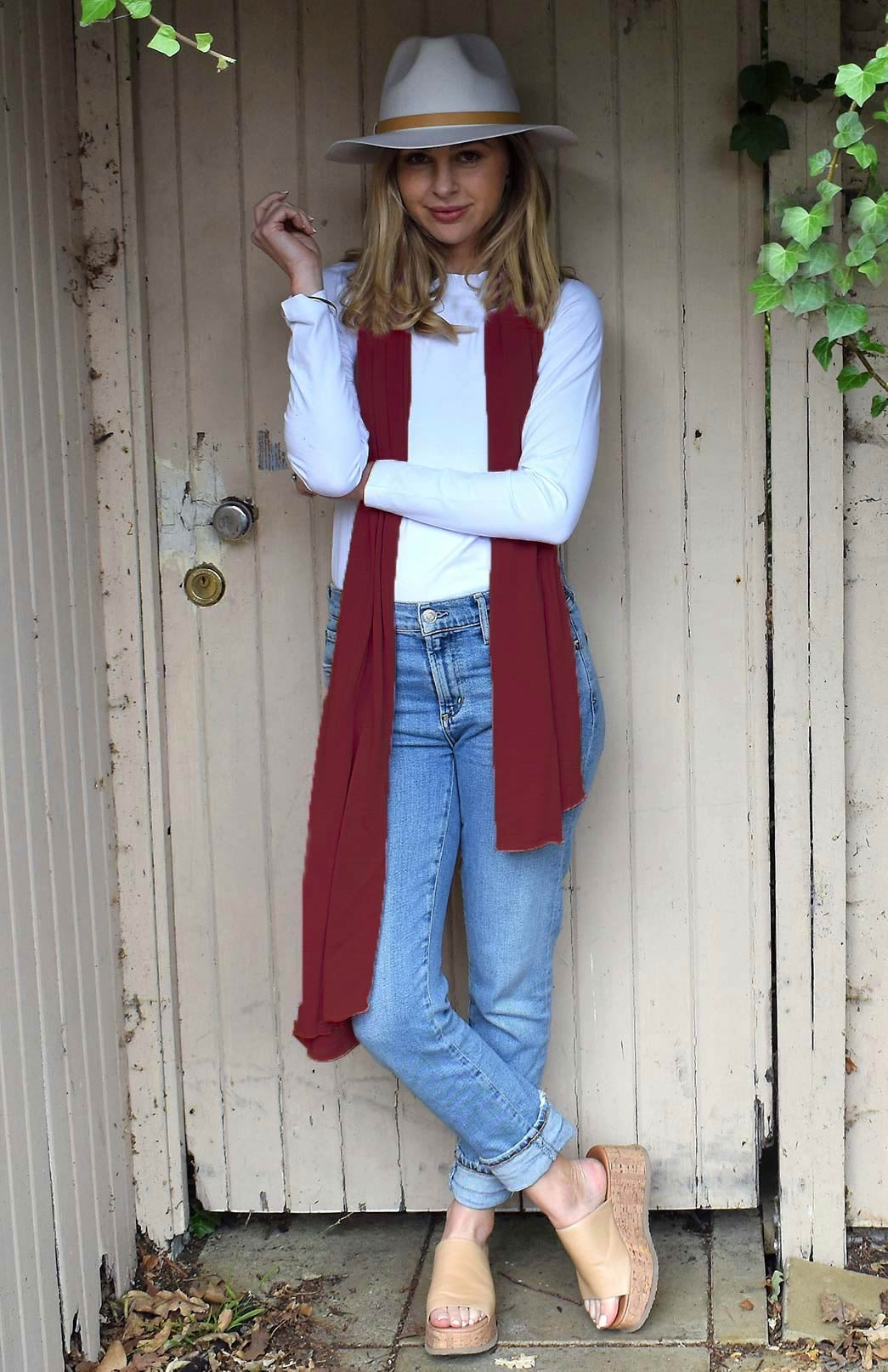 Lightweight Scarf Women's Merino Wool Plain Scarf