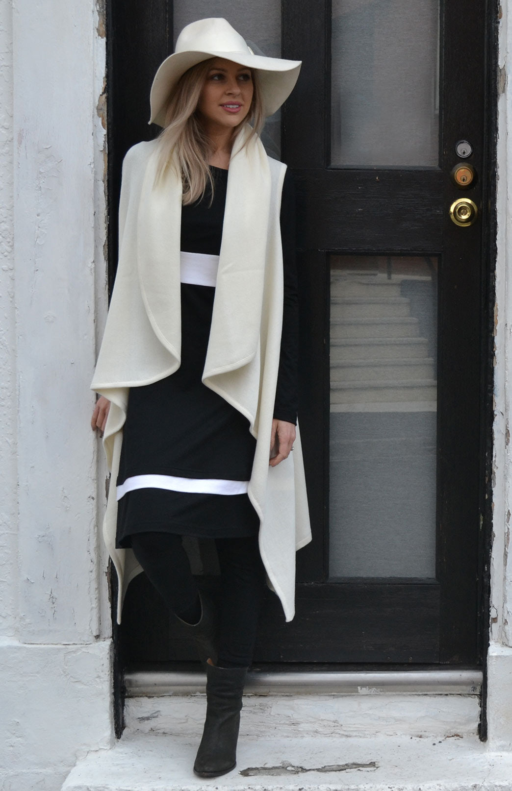 Black Ivory Women's Merino Wool Long Sleeve Fitted Dress