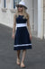 Navy & Ivory Women&#39;s Merino Wool Sleeveless Dress
