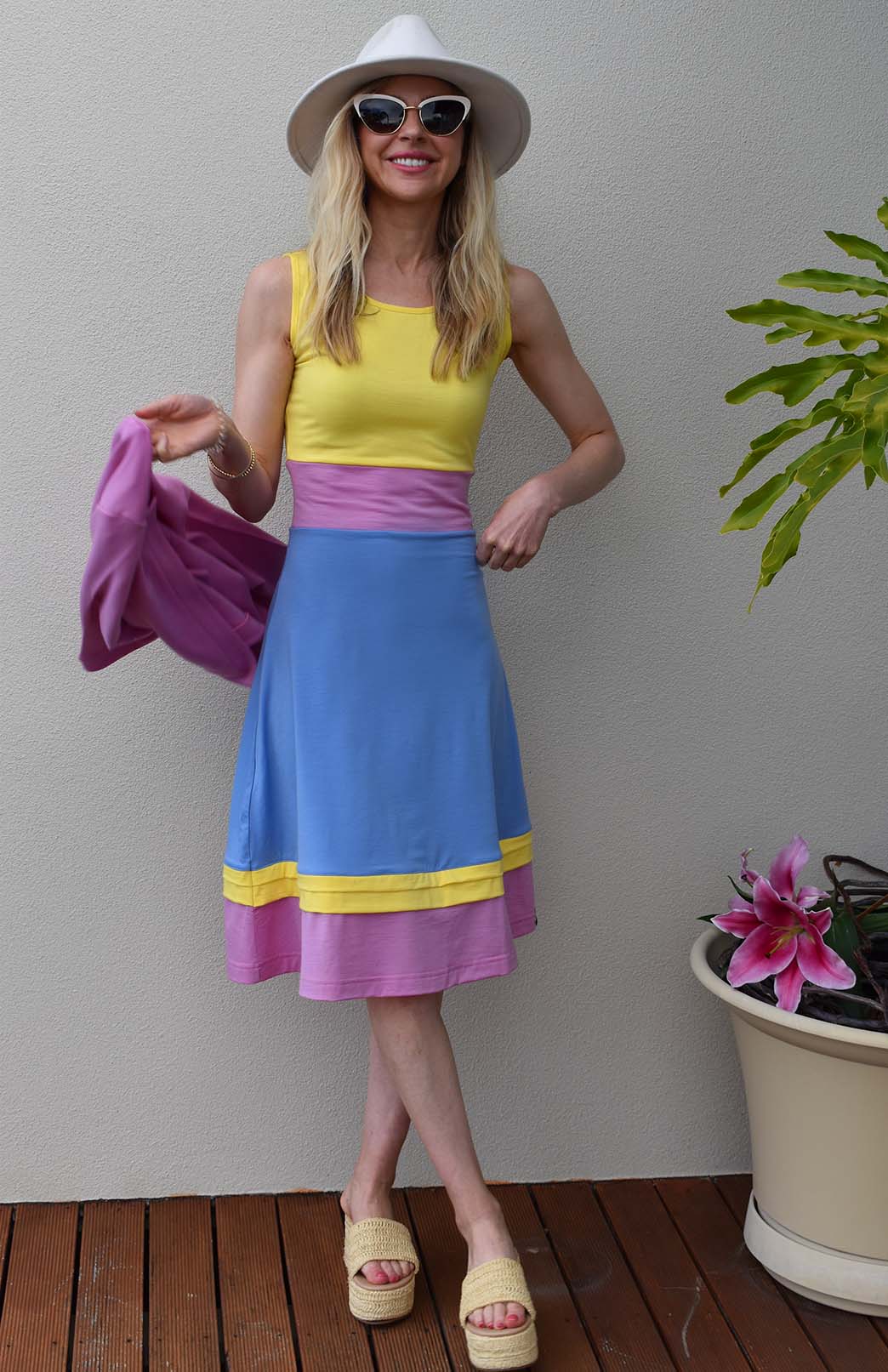 Summer Multi Mix Women's Merino Wool Sleeveless Dress