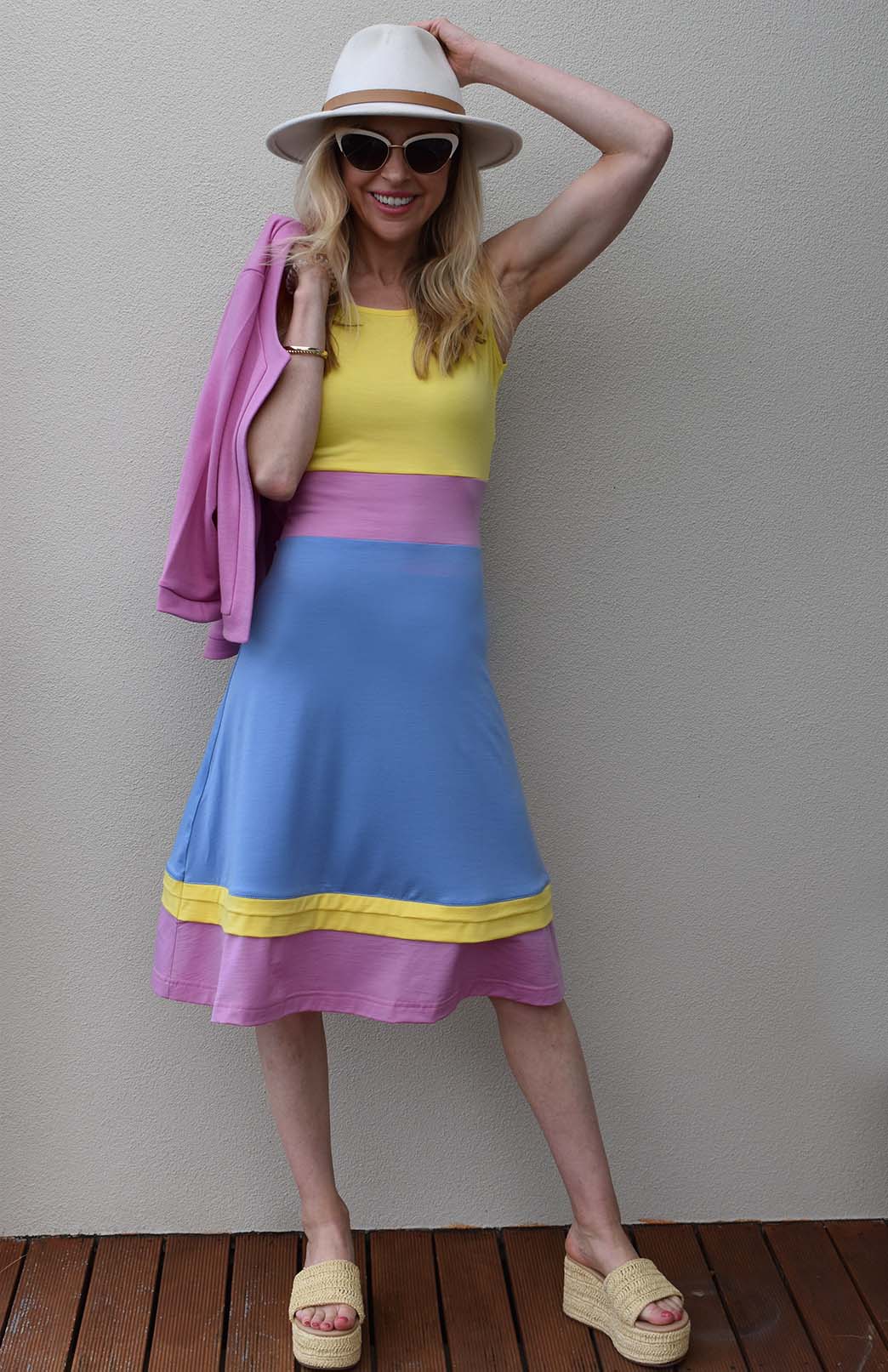 Summer Multi Mix Women's Merino Wool Sleeveless Dress