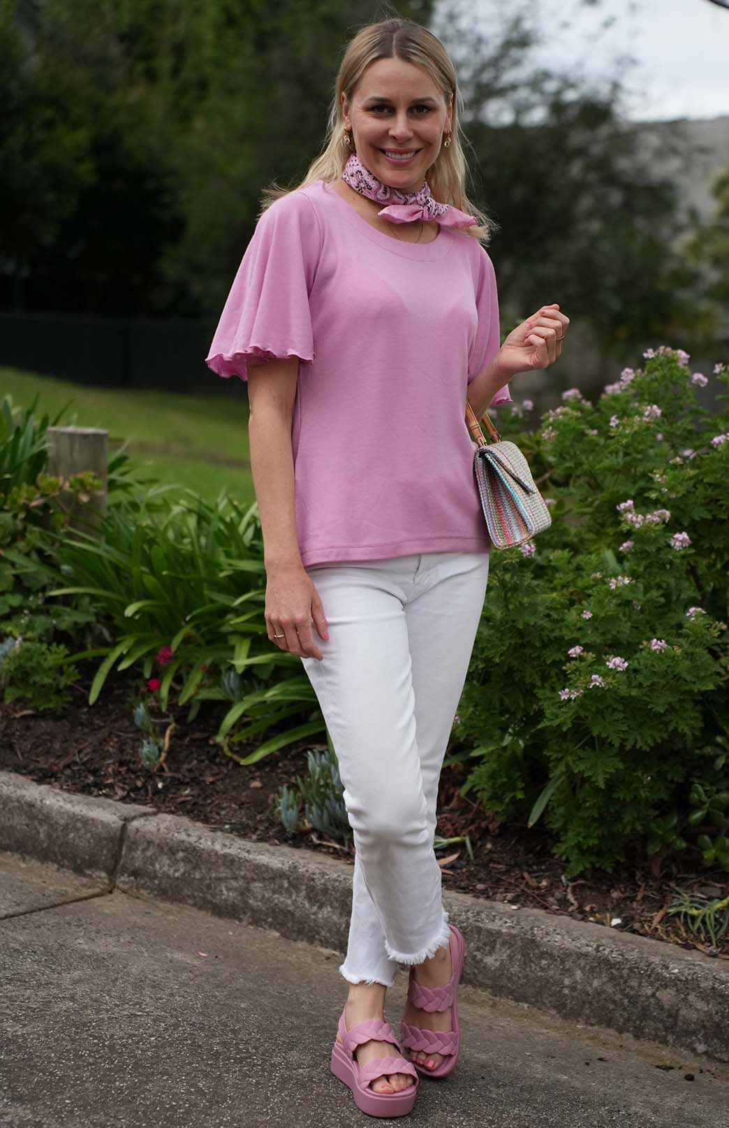 Crocus Pink Women's Cape Sleeve Merino Wool T-Shirt