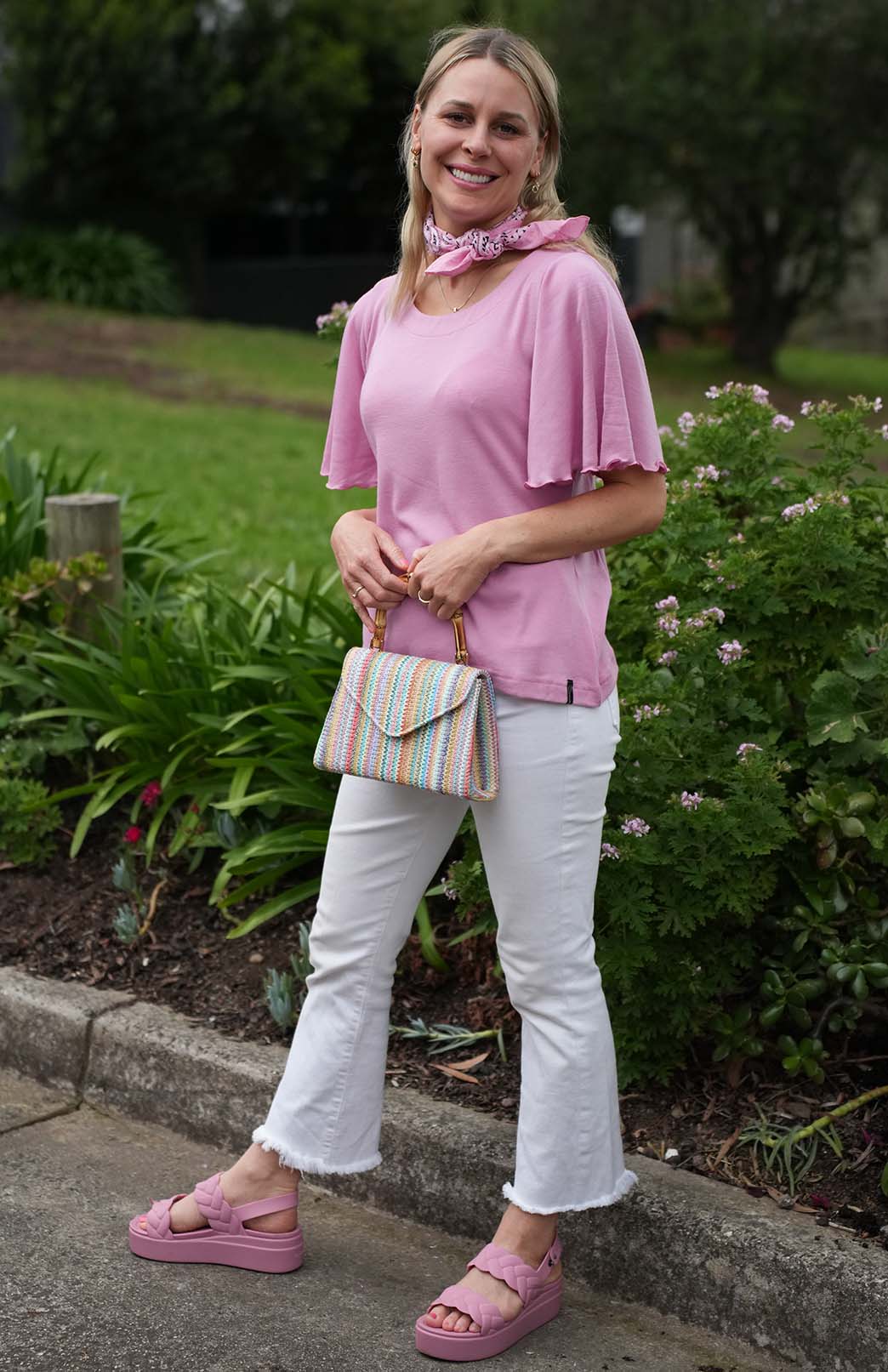 Crocus Pink Women's Cape Sleeve Merino Wool T-Shirt