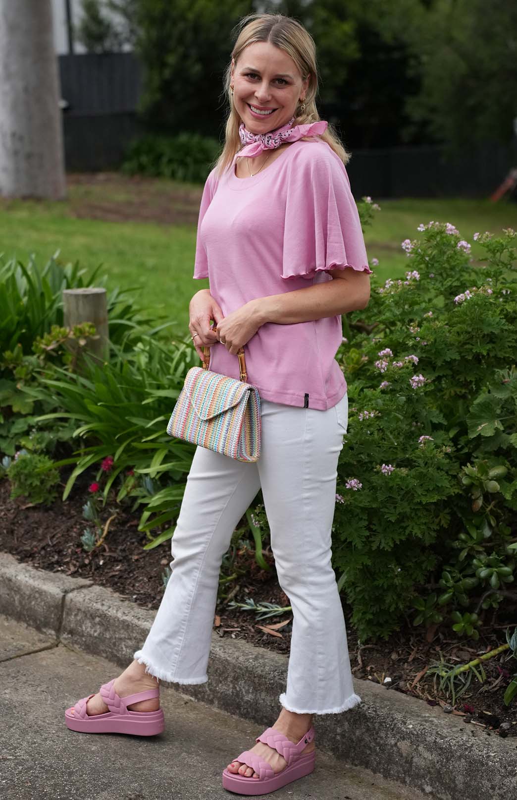 Crocus Pink Women's Cape Sleeve Merino Wool T-Shirt