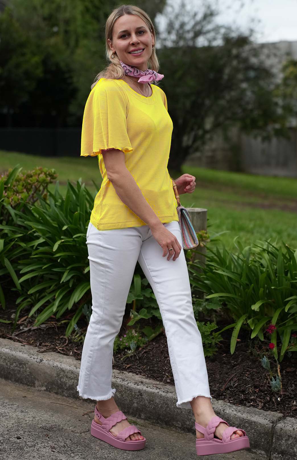 Lemon Zest Yellow Women's Cape Sleeve Merino Wool T-Shirt