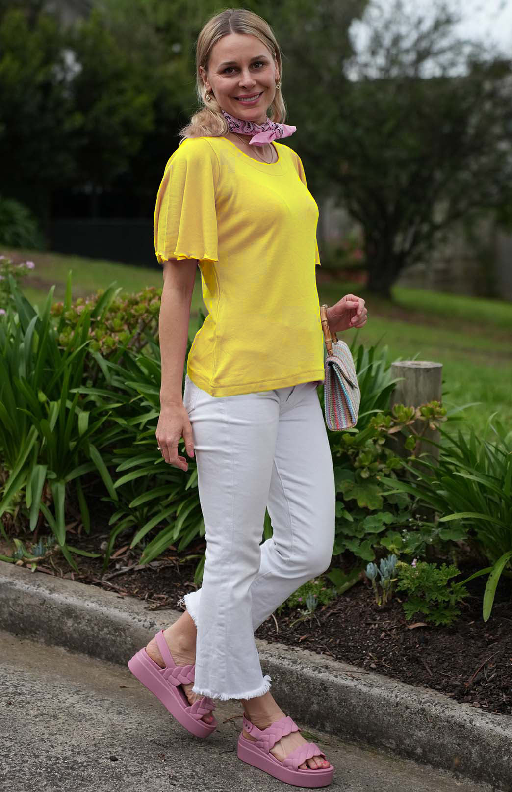 Lemon Zest Yellow Women's Cape Sleeve Merino Wool T-Shirt